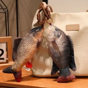 DIVATEN 20CM Fish Plush Toys Realisti Fish Series 3D Simulation Fish Fish Pendant Keychain Lovely Plush Stuffed Hanging Fish Doll Gifts