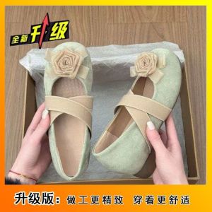 [Free Shipping] WomenS Spring New Collection: Chunky-Heeled Inner-Height-Increasing Shallow-Toe Pumps Ballet-Style Elegant Evening Shoes