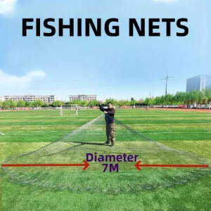 23FT/26FT Heavy Duty Nylon Cast Fishing Net with Lead Weights Large Hand Throw Net for Shallow & Deep Water Fishing
