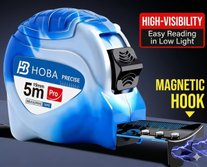 HOBA 10M Professional Tape Measure Heavy Duty Strong Magnetic Tip Measuring Tape Manganese Steel High Precision Impact Resistant Ruler for Construction DIY 0 Meters Heavy Duty Magnetic Tape Measure (33ft) Manganese Steel Blade Professional Grade Measuring