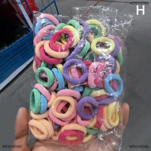 [COD] WEICHENG 100PCS Colorful Basic Nylon Ealstic Hair Band Kids Girls Ponytail Holder Ties Scrunchie Mini Headwear Rubber Bands Hair Rope