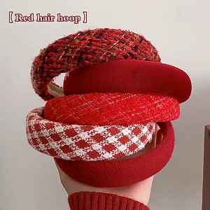 Christmas Theme Red Headband for Women Girl Non-Slip Festival Headband Makeup Hairhoop Soft Sponge Hairband Accessories