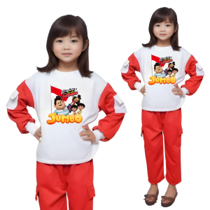 Baju Setelan anak perempuan Jumbo Kemerdekaan HUT RI usia 3-12 tahun