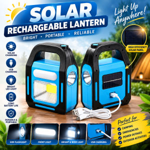 HIGH QUALITY 3-in-1 Solar LED Lantern Portable Camping Light with USB Mobile Phone Charging Rechargeable Emergency Lamp COB LED Flashlight Solar Panel Power Light for Outdoor Camping Hiking Travel Fishing Home Use