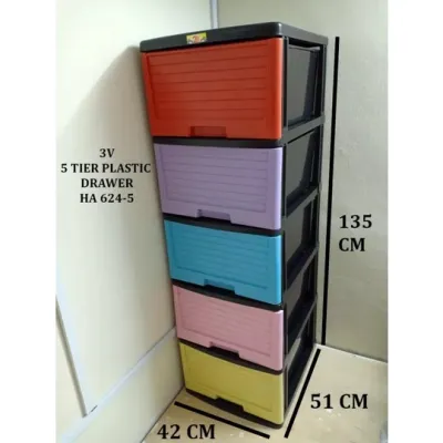 3V 2B BRAND 4 / 5 Tier Plastic Drawer / Cabinet / Storage Cabinet Multi Color Made IN Malaysia