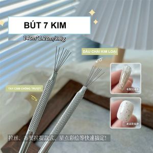 Bút 7 Kim Kéo Nhện Chấm Màu Chải Gel - Dụng Cụ Làm Nail Đa Năng Thép Không Gỉ