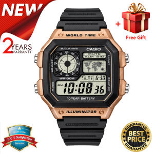 【2YEARS WARRANTY】Casio AE-1200 Vintage Black Stainless Steel Watch Digital Sports Men Watch