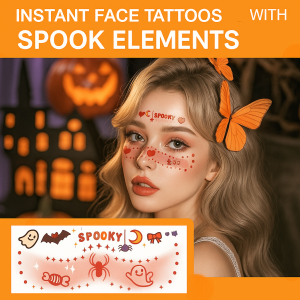 New Beautiful Ghost Haunted Halloween Tattoo Stickers  Waterproof Cute Ghost Makeup Face Stickers For Halloween Party