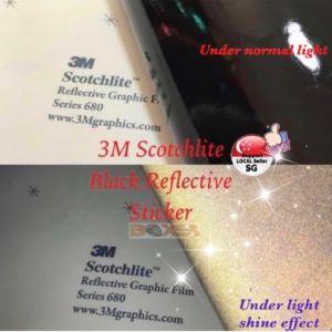 Scotchlite 3M Light reflective Black vinyl Black glossy during the day Reflective from light shine during the night boxer593 boxer 593