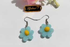 Hijabnur1 - Sepasang Anting hijab Kristal Ceko Bentuk Bunga  Handmade