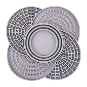 2 in 1 Silicone Dog Slow Feeder Mat with Foldable Bowl Pet Lick Mat for Dogs Cats Non-slip Puppy Slow Food Plate Dog Accessories