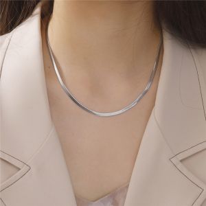 Dây chuyền titan nữ kiểu sợi mì dẹp trơn mềm mại sáng màu không đen gỉ