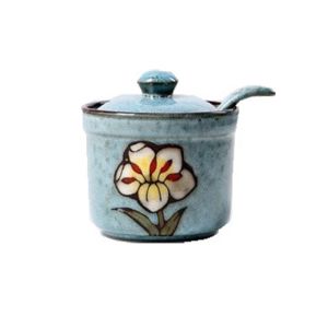 OMK Japanese style 160ML Ceramic Spice Jar Seasoning Jar with Buckle Spoon Salt Shaker Sugar Shaker Kitchen Storage