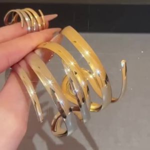 LYLY Combo Vòng tay và nhẫn mở mặt rộng hình học bộ vòng tay phụ kiện thời trang cá tính dành cho nữ