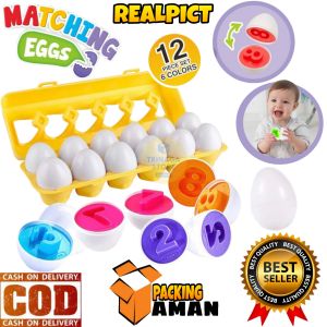 ( BISA COD ) PROMO Mainan Anak Matching Egg 12 Pcs Telur Shape Sorter Angka Match Puzzle Jigsaw Geometri Mainan Mencocokan Bentuk / Mainan Edukasi Anak / Mainan Anak Laki Laki / Mainan Anak Perempuan SNI Murah