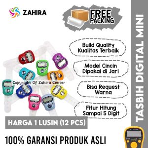 1 LUSIN (12 PCS) Tasbih Digital MINI Cincin Fitur Counter Hitung Reset Murah Multifungsi Untuk Wirid Ibadah Sholat Dzikir