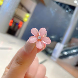 Luckin Mall New Small Bangs Grab Clip Crystal Flower Side Hairpin Mini Temperament Hair Accessories