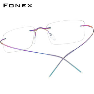 FONEX แว่นตาไทเทเนียมไร้ขอบสำหรับผู้ชายกรอบแว่นตาผู้หญิงไร้กรอบคุณภาพสูงออกแบบได้ตามต้องการแว่นสายตา85707