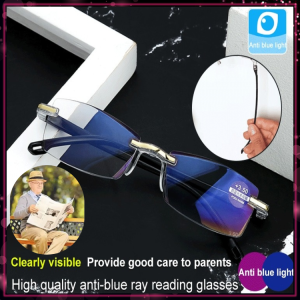 Diamond Frameless Cutting Edge New Ladies Reading Glasses Glasses Middle-aged And Elderly High-definition Anti-blue Light Reading Glasses 防蓝光老花镜