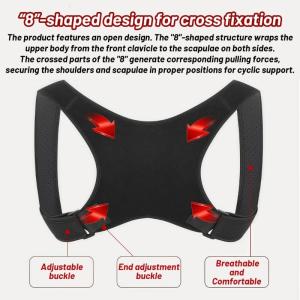 Có thể điều chỉnh trở lại tư thế Corrector dây đeo cố định nhà văn phòng thể thao trên trở lại thanh chống cổ điều chỉnh lưng gù dây đeo