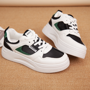 สินค้าในไทย รองเท้าสีขาวสไตล์เกาหลี ด้านข้างมีรูเราไปอากาศใส่ออกกำลังกาย 3สีให้เลือก เขียว/ชมพู/เทา