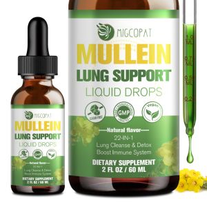 Mullein Drops for Lungs Lung Cleanse & Detox Respiratory Support lmmune Support Mullein Leaf Extract with Thyme Elderberry NAC Natural Herbal Supplement 2 fl oz