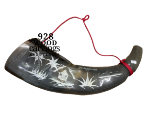 Blow Horn / Tambuli made from Real Carabao Horn Musical Instrument / Decor (Plain/Filipiniana/Rough/Dragon designs)