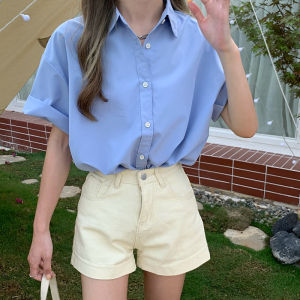 Wanita Lengan Pendek Kemeja Multicolor Retro Perancis Longgar T-shirt Versi Korea Temperamen Manis Atasan Jepang