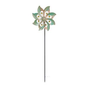 SWEOLQ Rotating Wind Spinners Metal Creative Double Windmill Sculpture Crafts Durable Flower Pinwheel Outdoor