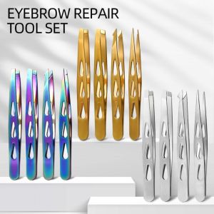 UNIITY 4PCS/Set Miệng nghiêng Kẹp lông mày Đầu nhọn Thép không gỉ Công cụ nối mi Dụng cụ làm đẹp Đa chức năng Kẹp lông mi dành cho lông mảnh vụn và vết thương