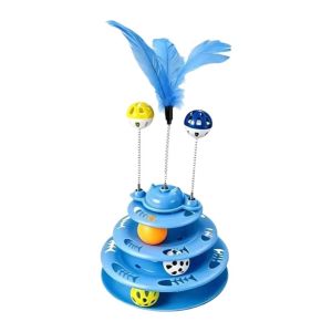 CHA Anti Slip Base Cat Track Ball Toy Rotating Ball Multi Layer Cat Turntable Toy Safe Track Design Interactive Cat Toy Kitten Entertainment