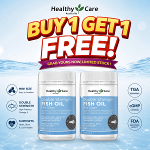[BUY 1 GET 1 FREE] Australia Healthy Care Double Strength Fish Oil Mini Caps 200s Omega 3 EPA DHA Odourless 澳洲迷你鱼油 无腥味 护脑护心护关节护眼【Exp:Nov-2028】
