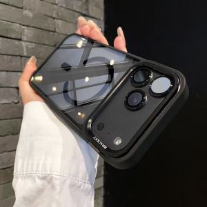 Metal Lens Stand Magnetic Case For iPhone 17 Pro Max 16 15 Plus 14 13 12 11 Air Magsafe Lens Glass Film Clear Phone Holder Case