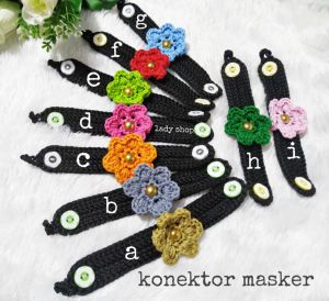 Strap Masker Rajut - Konektor Masker Hijab Rajut - Tali Pengait Masker earloop 2 in 1