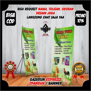 Spanduk Banner Backdrop Toko Pakan Burung Model Berdiri Bisa Custom Ukuran