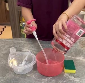 [Free Sponge] 2-In-1 Soap Pump Dispenser Press Cleaning Liquid Washing Dish Soap Sponge Holder Kitchen Detergent Press