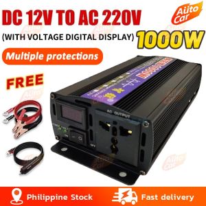 1000W Solar Power Pure Sine Wave Inverter DC12V / 24V To AC220V Home Appliance Travel Voltage Converter