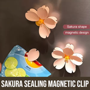 Sakura Magnetic Sealed Clip Creative 3D Personality Fridge Magnet Food Bag Clamp Snack Sealer Sticky Note Kitchen Tool