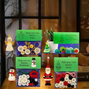 Salime Christmas Crafts Ornament Kit DIY Xmas Colorful Button Hanging Ornaments For Holiday Party Supplies Decoration Gifts
