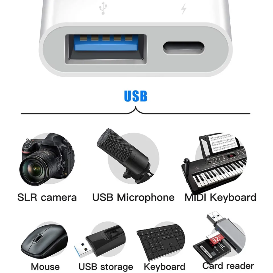 Lightning to USB OTG Adapter USB Camera Adapter USB Female OTG