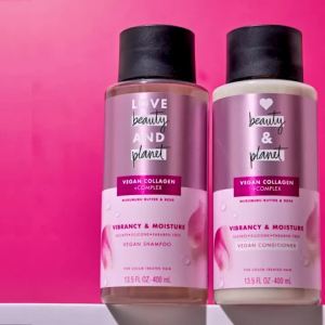 Love Beauty and Planet Vegan Collagen Moisture Conditioner Murumuru Butter & Rose for Color-Treated Hair Vibrancywith a vegansulfate-freeparaben-freesilicone-freeand cruelty-free formula. 13.5oz
