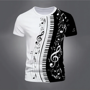 Summer Musical Note T-Shirts Piano 3D Print Streetwear Men Women Fashion Oversized Short Sleeve T Shirt Male Tees Tops Clothing