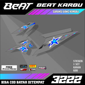 Striping stiker lis decal Beat Karbu 2008 2009 2010 2011 2012 bintang star semi fullbody m3222