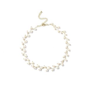 สร้อยคอมุกสไตล์เกาหลีโชคเกอร์งานชุบทอง14Kสวยน่ารัก