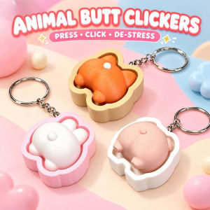 Animal Booty Fidget Clicker Keychain Cute 3D Printed Portable Stress Relief Toy for Kids Adults Gift