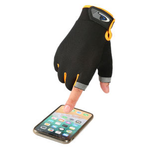 💕 Store opening 💕 1Pair Anti-Slip Breathable Fishing Gloves Two Finger Cut Durable Outdoor