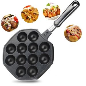 14 Holes Octopus Grill Pan Pancake Octopus Meatball Maker Baking Mold Non-Stick Pan With Handle Kitchen Baking