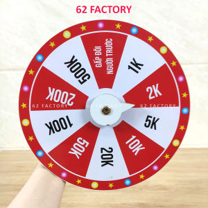 Vòng quay lì xì 10 ô hot trend 2026 trắng đỏ bằng gỗ MDF chống nước an toàn