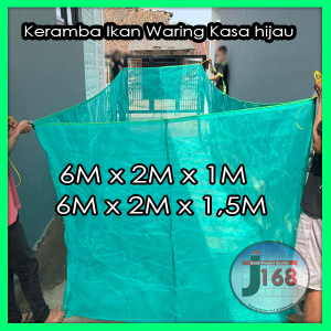 J621 - Keramba ikan kotak waring Kasa hijau untuk benih ikan larva ikan ukuran 6x2x1
