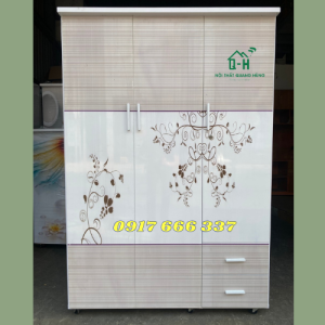 TỦ NHỰA QUẦN ÁO 3 CÁNH IN 3D HỌA TIẾT NGHỆ THUẬT MẪU CÓ SẴN - GIAO NHANH 2H